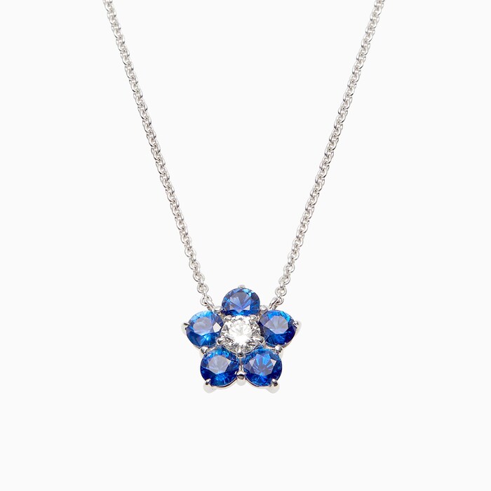 Uneek 18k White Gold 1.55cttw Sapphire and 0.25cttw Diamond Cluster Astra Pendant