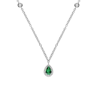 Betteridge 18k White Gold 0.32cttw Emerald and 0.38cttw Diamond Drop Pendant