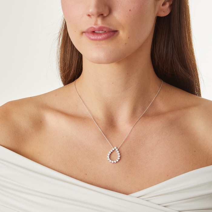 Mayors 18K White Gold 1.18ctw Diamond Pear Shaped Pendant