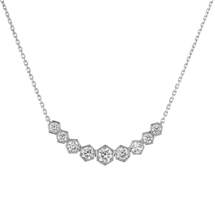 Mayors 18K White Gold 0.82ctw Diamond Graduated Hexagon Bezel Pendant