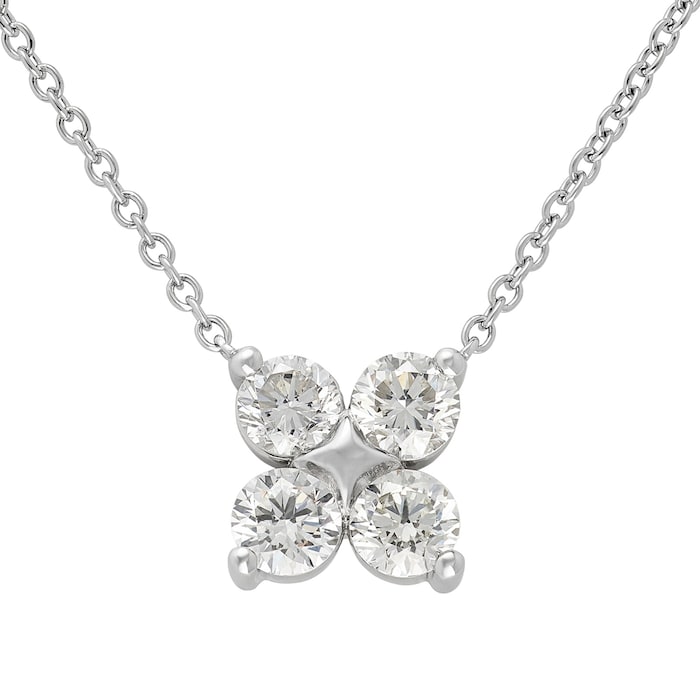 Mayors Platinum 1.00cttw Diamond Flower Motif Pendant Necklace