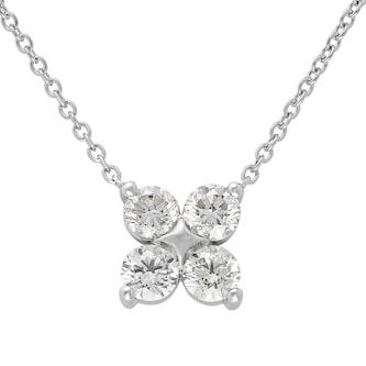Mayors Platinum 1.00cttw Diamond Flower Motif Pendant Necklace