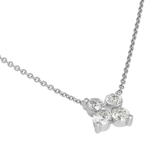 Mayors Platinum 1.00cttw Diamond Flower Motif Pendant Necklace
