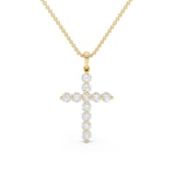 Mayors 18K Yellow Gold 0.61cttw Diamond Cross Necklace