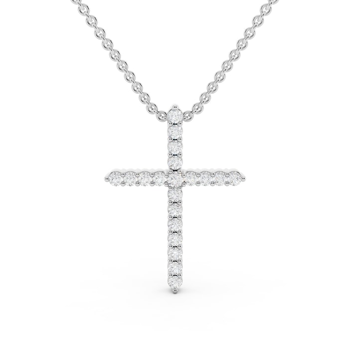 Mayors 18K White Gold 0.18cttw Diamond Cross Necklace