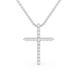 Mayors 18K White Gold 0.18cttw Diamond Cross Necklace