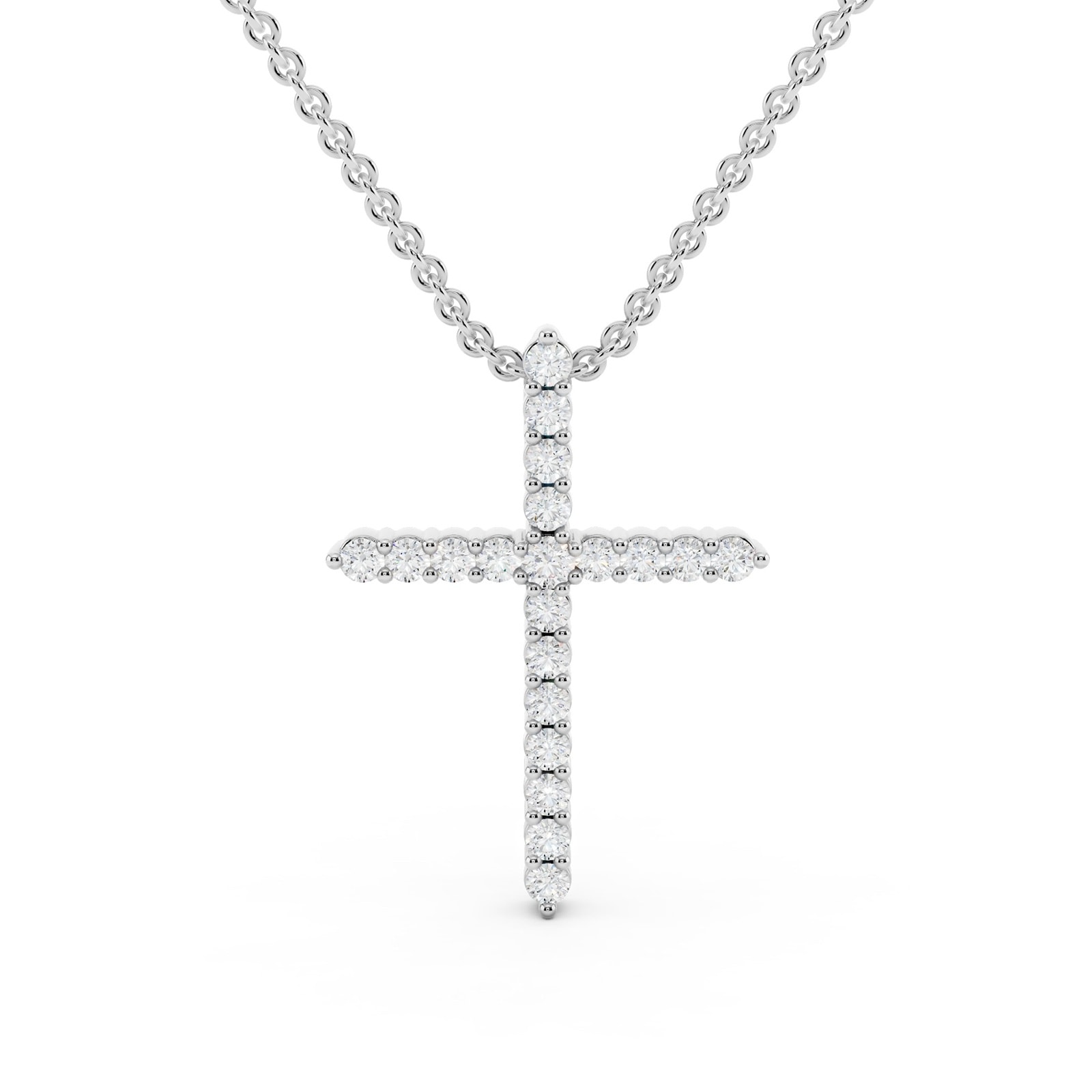 Mayors 18K White Gold 0.18cttw Diamond Cross Necklace