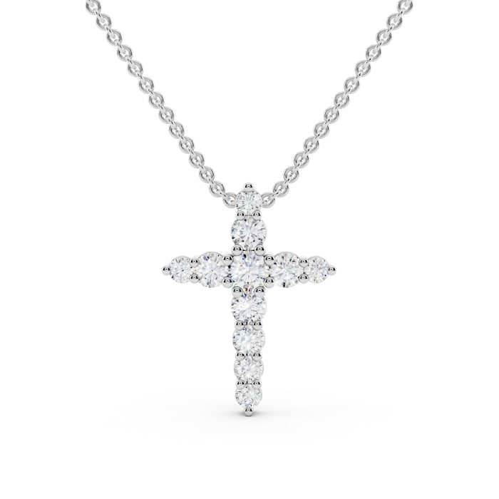 Mayors 18K White Gold 0.37cttw Diamond Cross Necklace