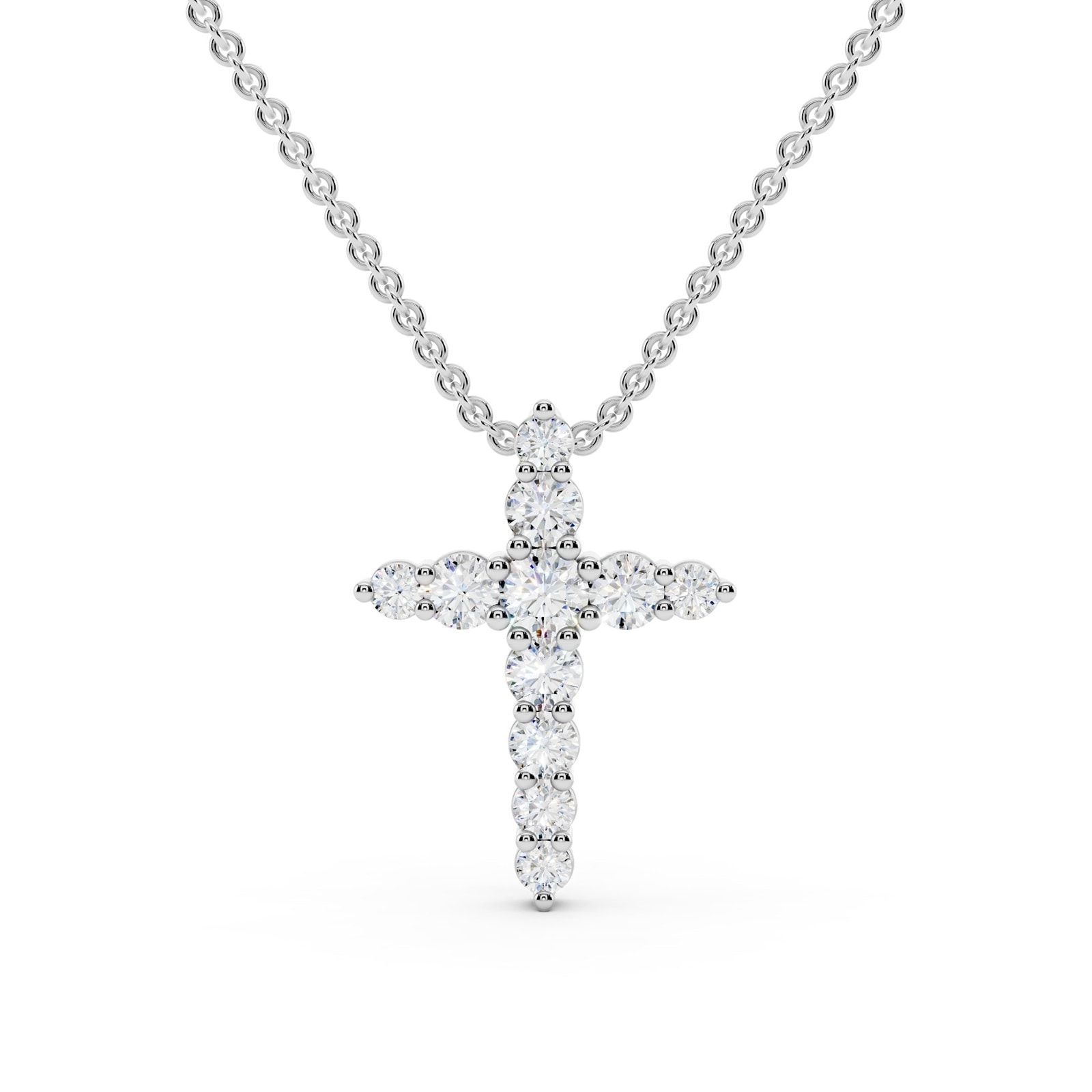 Mayors 18K White Gold 0.37cttw Diamond Cross Necklace