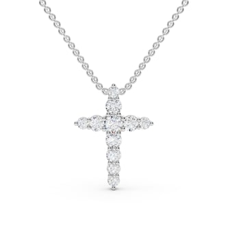 Mayors 18K White Gold 0.37cttw Diamond Cross Necklace