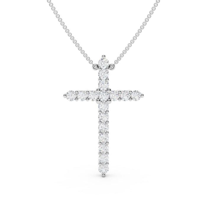 Mayors 18K White Gold 0.94cttw Diamond Cross Necklace