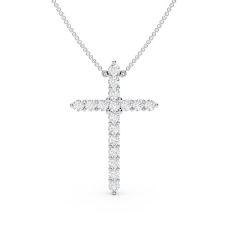 Mayors 18K White Gold 0.94cttw Diamond Cross Necklace