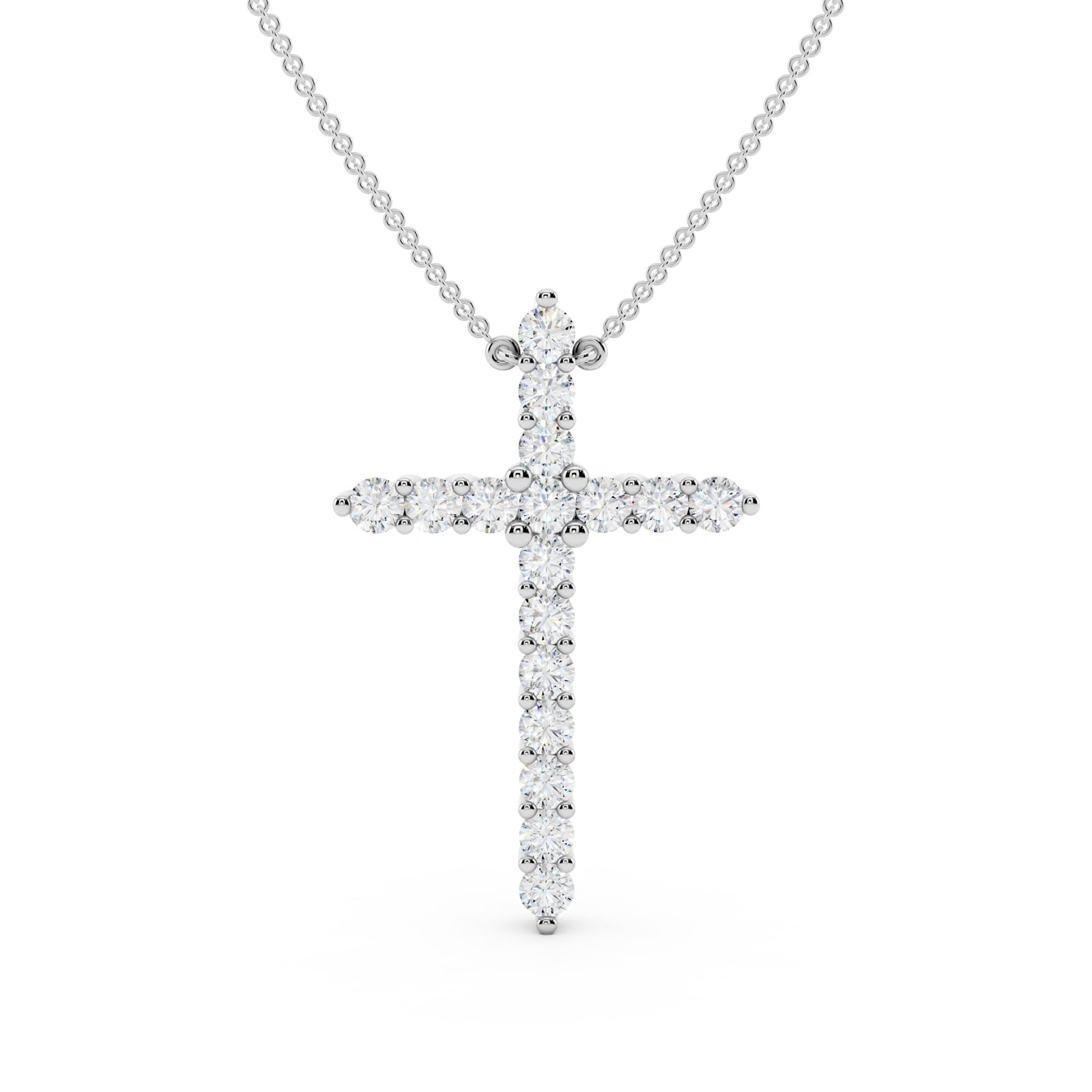 Mayors 18K White Gold 0.94cttw Diamond Cross Necklace