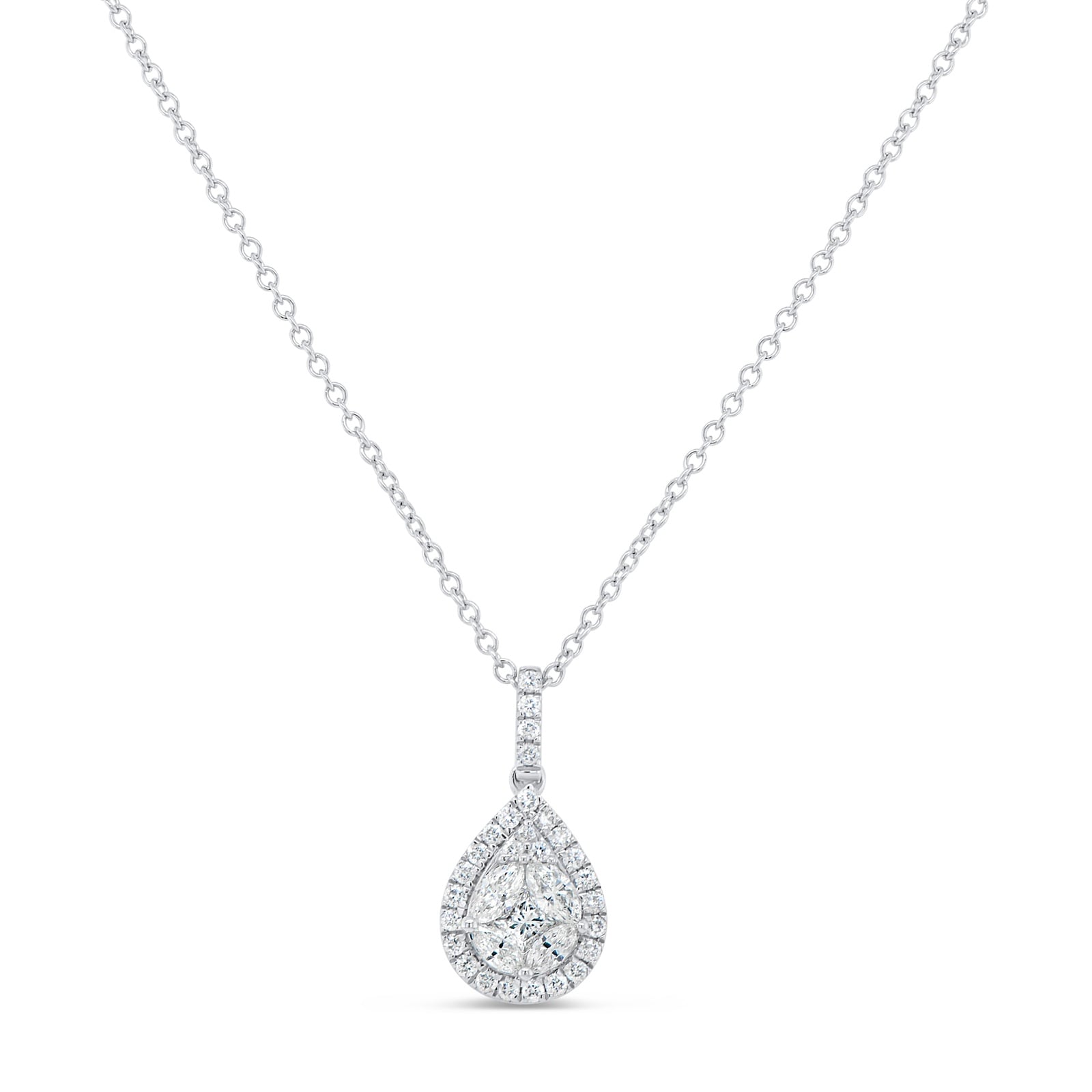 18K White Gold 0.45cttw Diamond Pendant Necklace