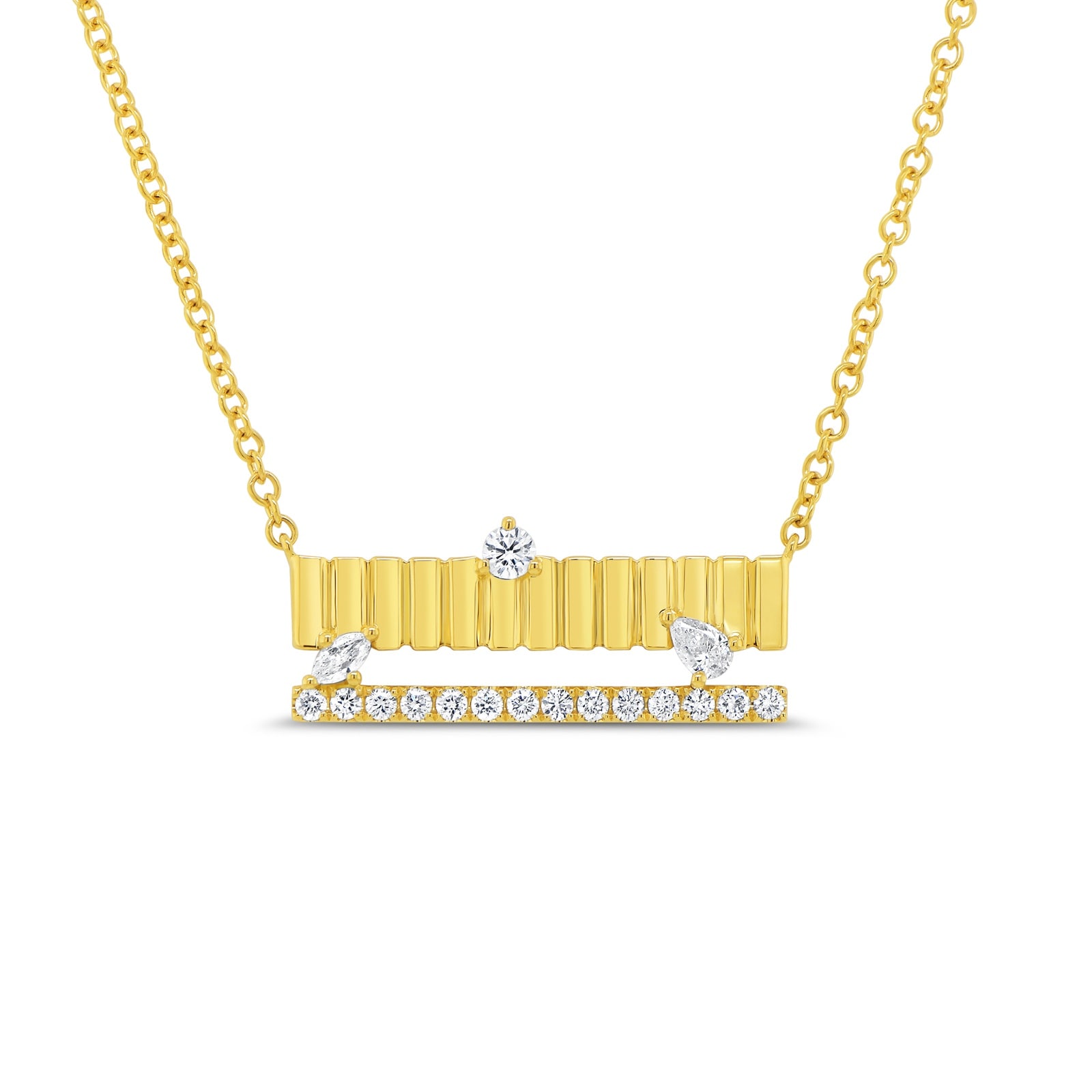 18K Yellow Gold 0.41cttw Mixed Cut Diamond Pendant Necklace