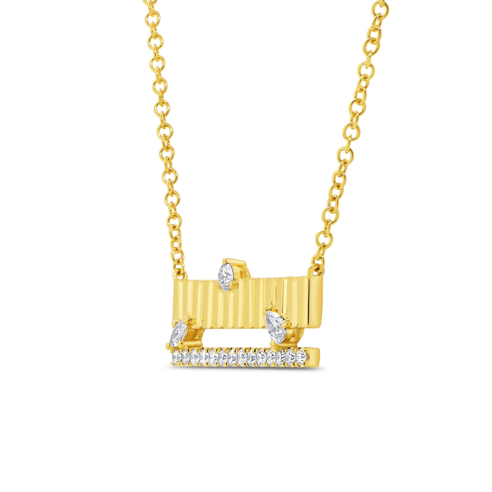 18K Yellow Gold 0.41cttw Mixed Cut Diamond Pendant Necklace