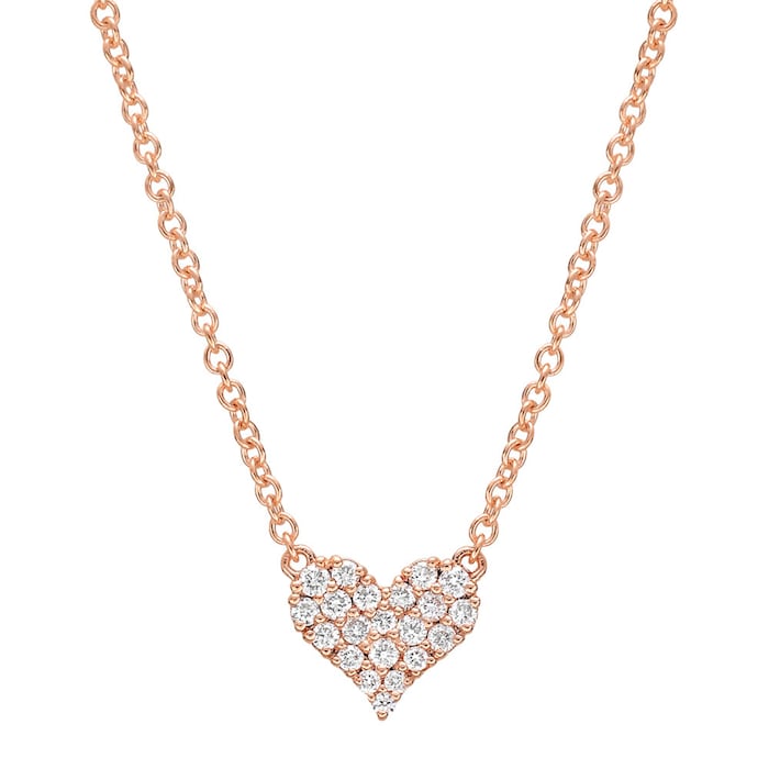 Betteridge 18k Rose Gold 0.16cttw Pavé Diamond Small Heart Pendant