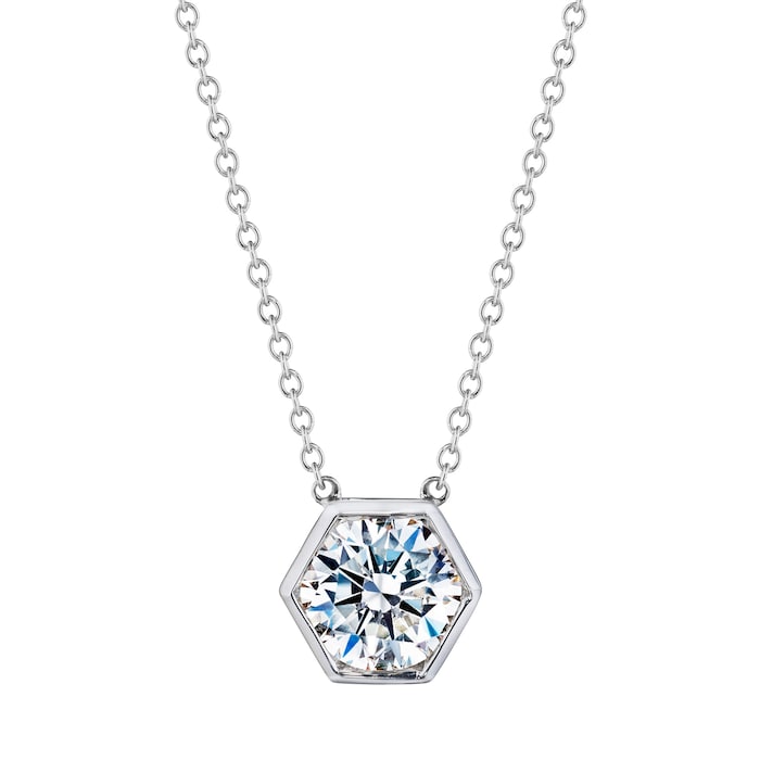 Betteridge 18k White Gold 0.49cttw Brilliant Cut Diamond Bezel Set Hexagonal Pendant