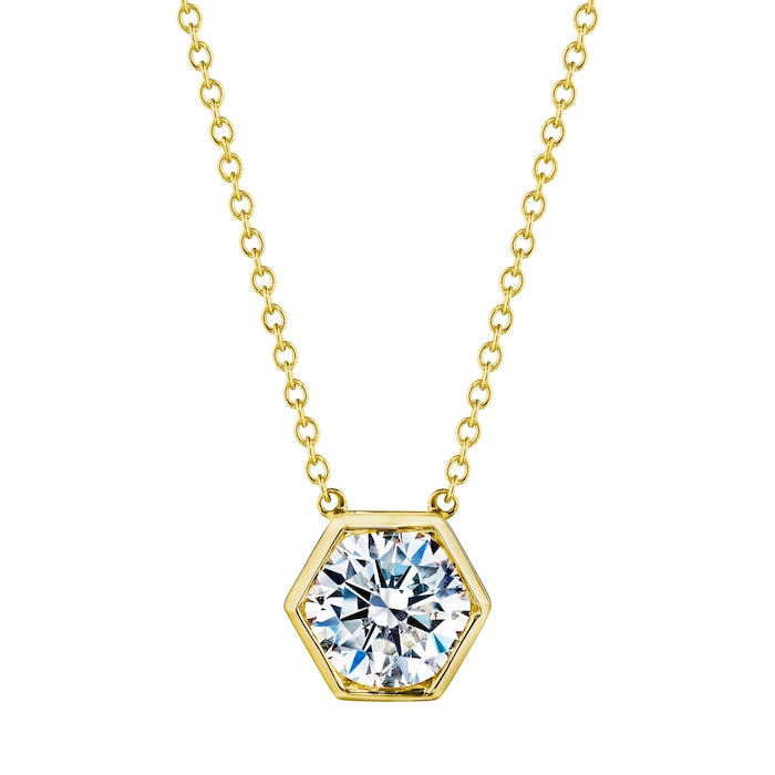 Betteridge 18k Yellow Gold 0.47cttw Brilliant Cut Diamond Bezel Set Hexagonal Pendant 18"