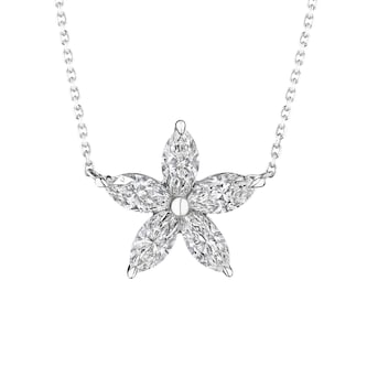 Betteridge 18k White Gold 0.95cttw Marquise Cut Diamond 5 Petal Flower Pendant Betteridge 18k White Gold 0.95cttw Marquise Cut Diamond 5 Petal Flower Pendant