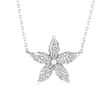 Betteridge 18k White Gold 0.95cttw Marquise Cut Diamond 5 Petal Flower Pendant