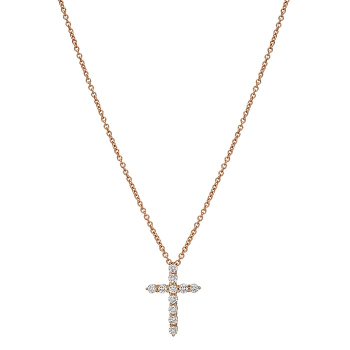 Uneek 18k Rose Gold 0.25cttw Diamond Cross Pendant