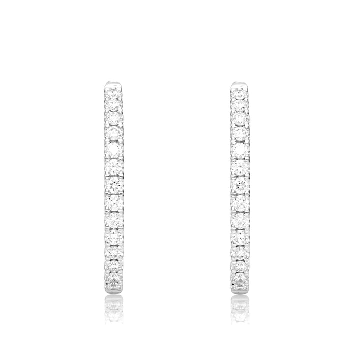 Mayors 18k White Gold 0.48ct Small Hoop Earrings