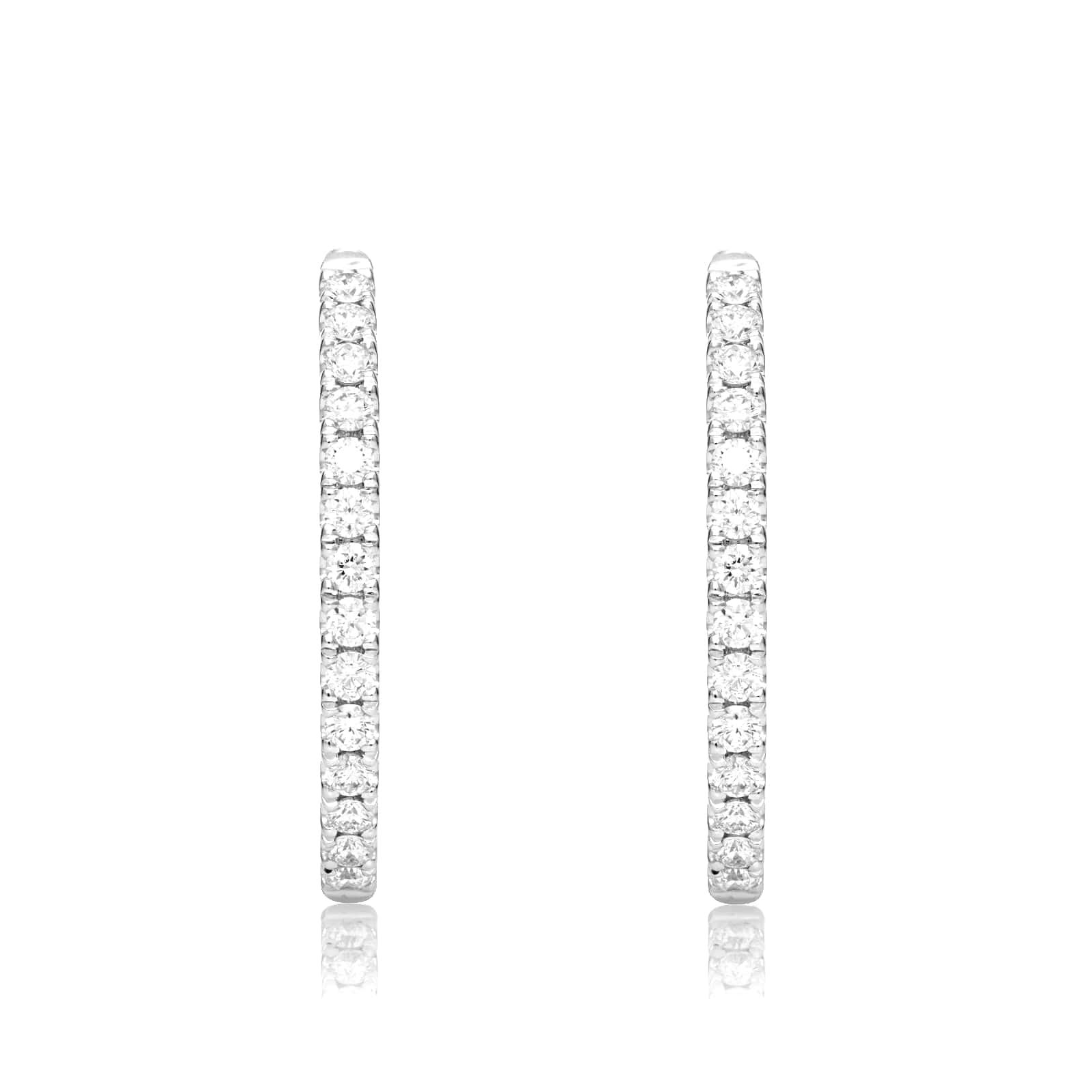 Mayors 18k White Gold 0.48ct Small Hoop Earrings