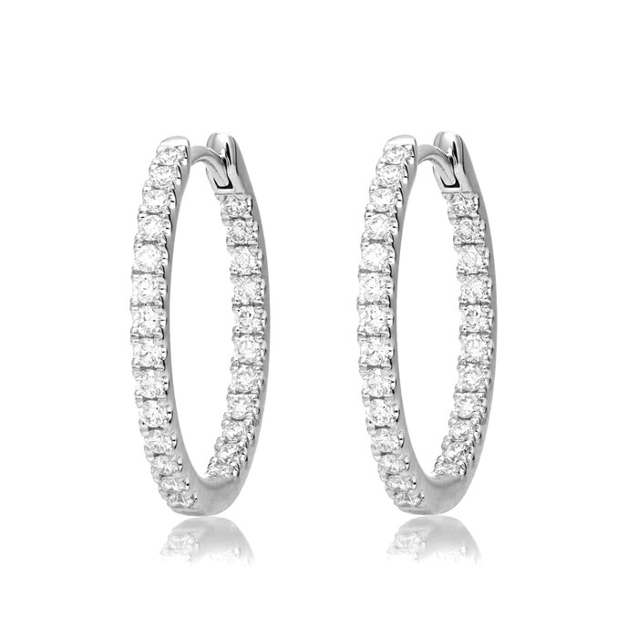 Mayors 18k White Gold 0.48ct Small Hoop Earrings