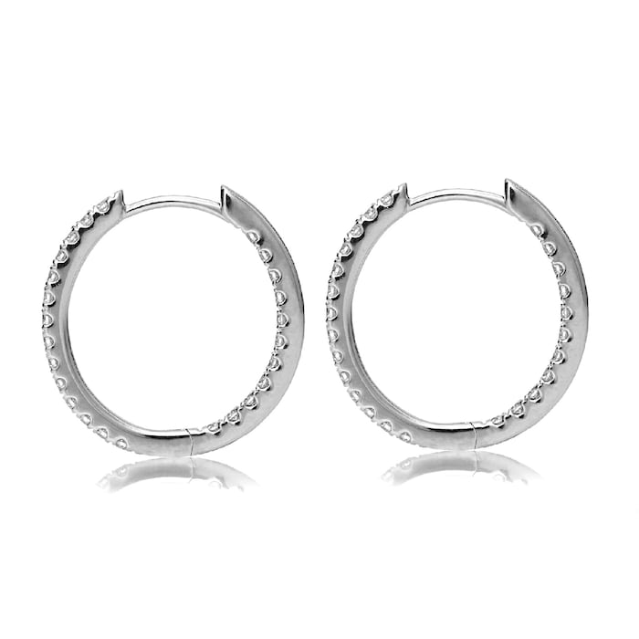 Mayors 18k White Gold 0.48ct Small Hoop Earrings