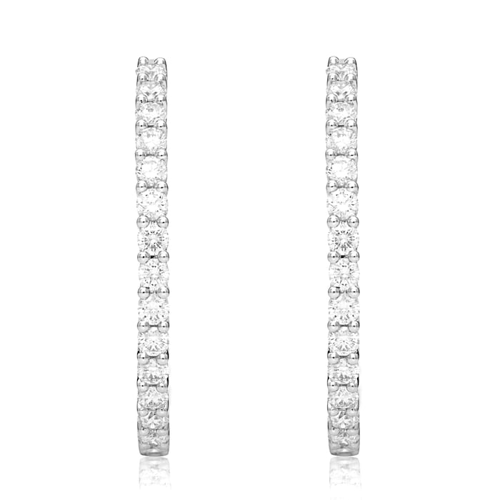 Mayors 18k White Gold 1.00ct Small Hoop Earrings