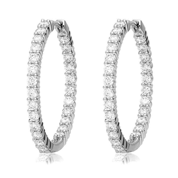 Mayors 18k White Gold 1.00ct Small Hoop Earrings