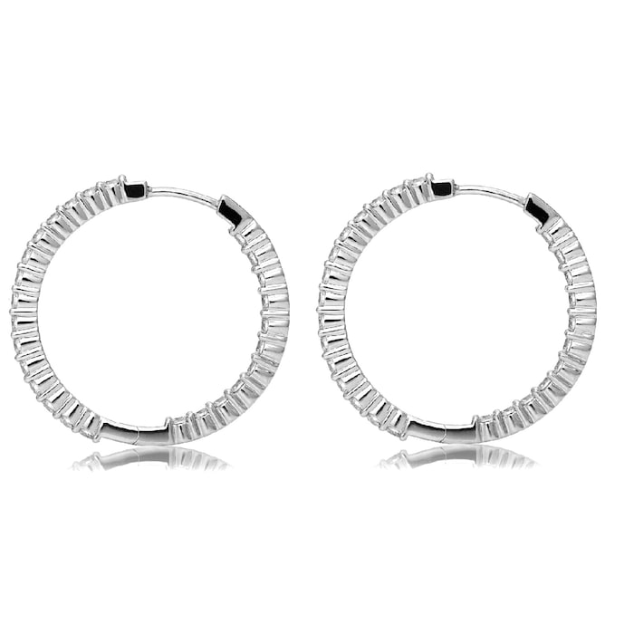 Mayors 18k White Gold 1.00ct Small Hoop Earrings