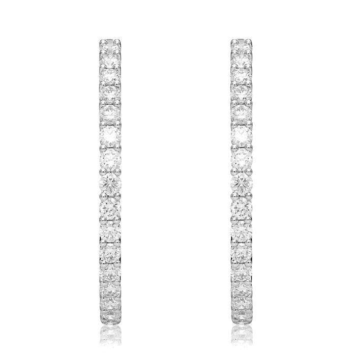 Mayors 18k White Gold 1.66ct Small Hoop Earrings