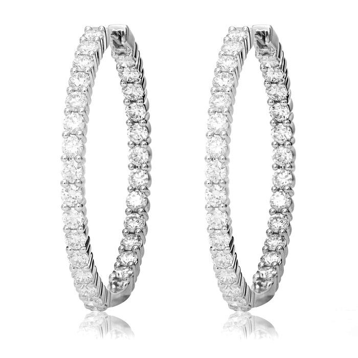 Mayors 18k White Gold 1.66ct Small Hoop Earrings