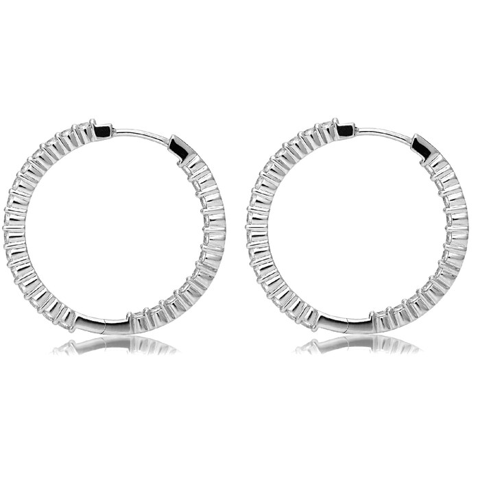 Mayors 18k White Gold 1.66ct Small Hoop Earrings