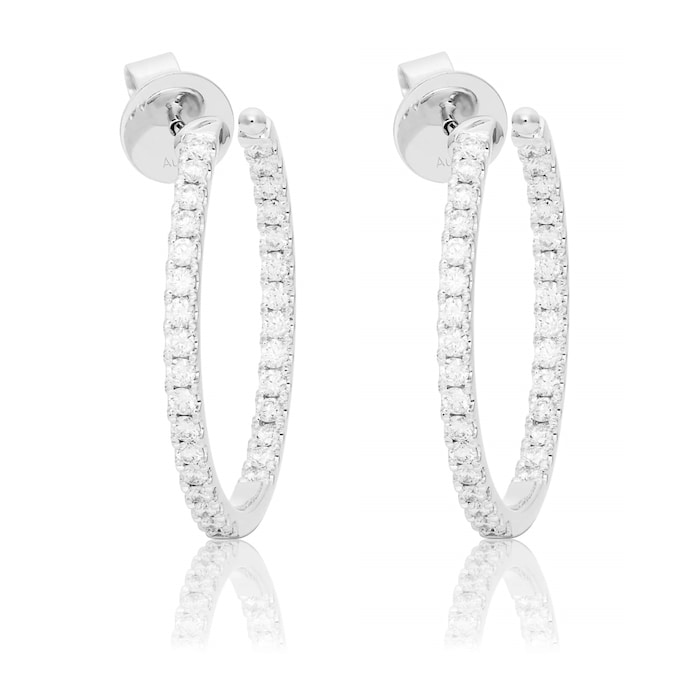 Mayors 18k White Gold 0.87ct Large Hoop Earrings