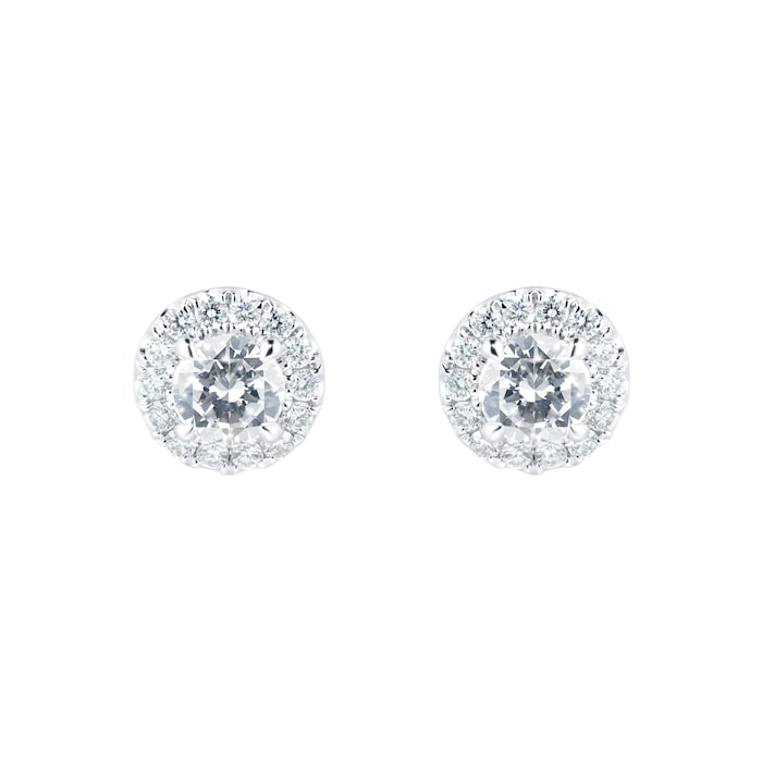 Mayors 18k White Gold 0.70ct Single Halo Studs