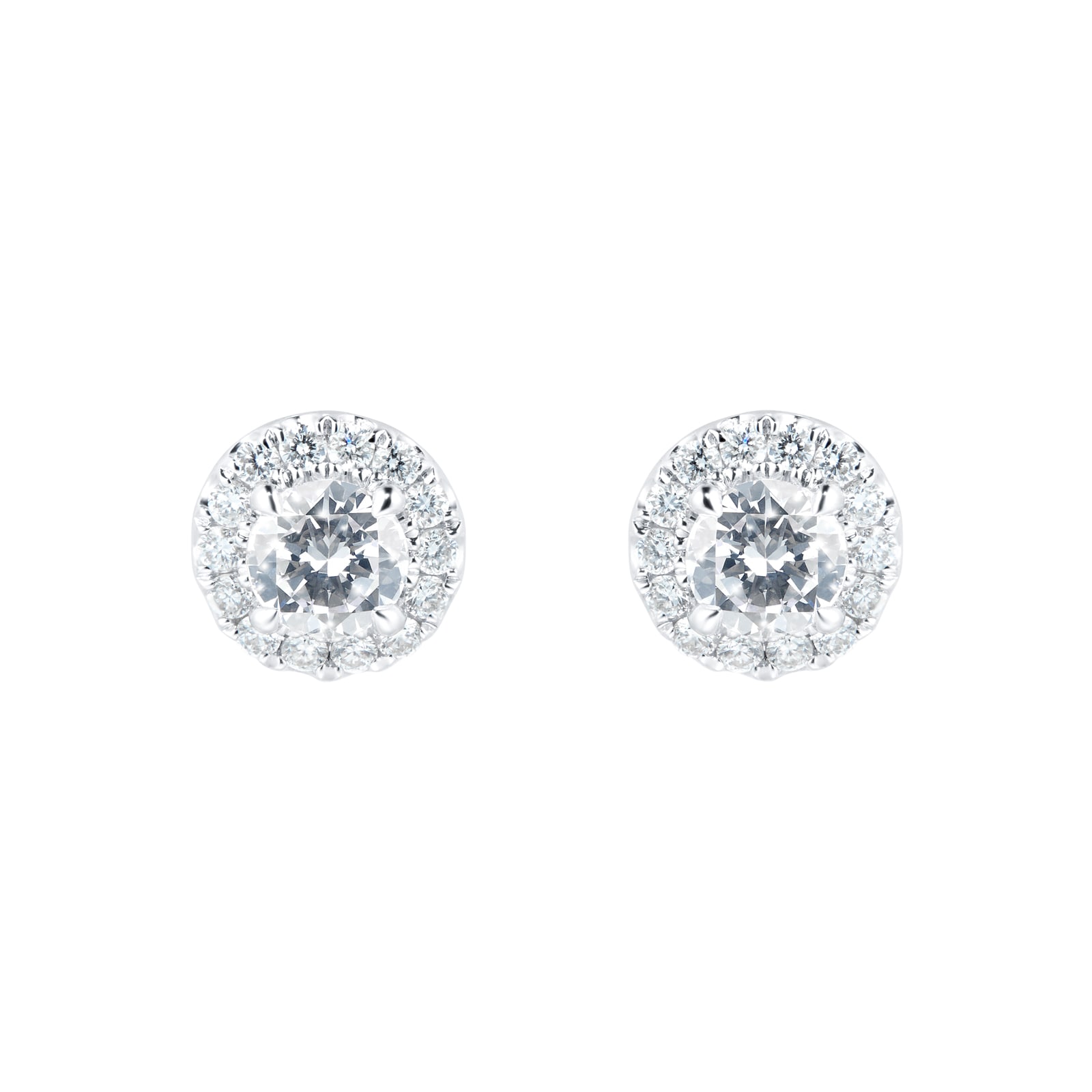Mayors 18k White Gold 0.70ct Single Halo Studs