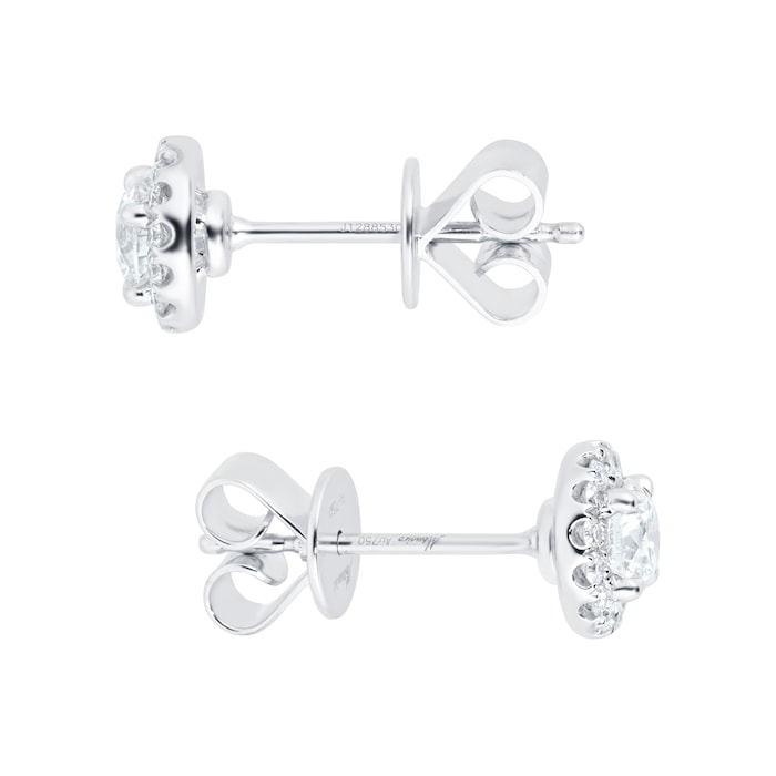 Mayors 18k White Gold 0.70ct Single Halo Studs