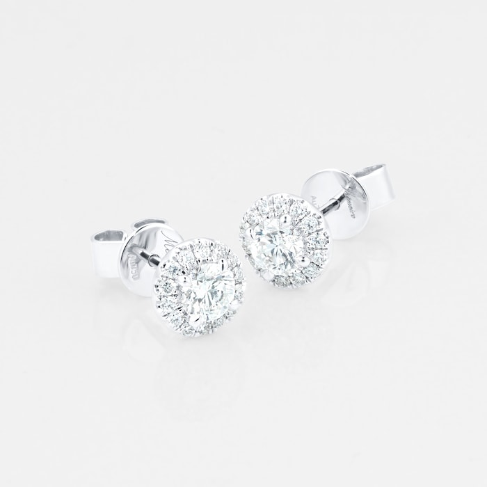 Mayors 18k White Gold 0.70ct Single Halo Studs