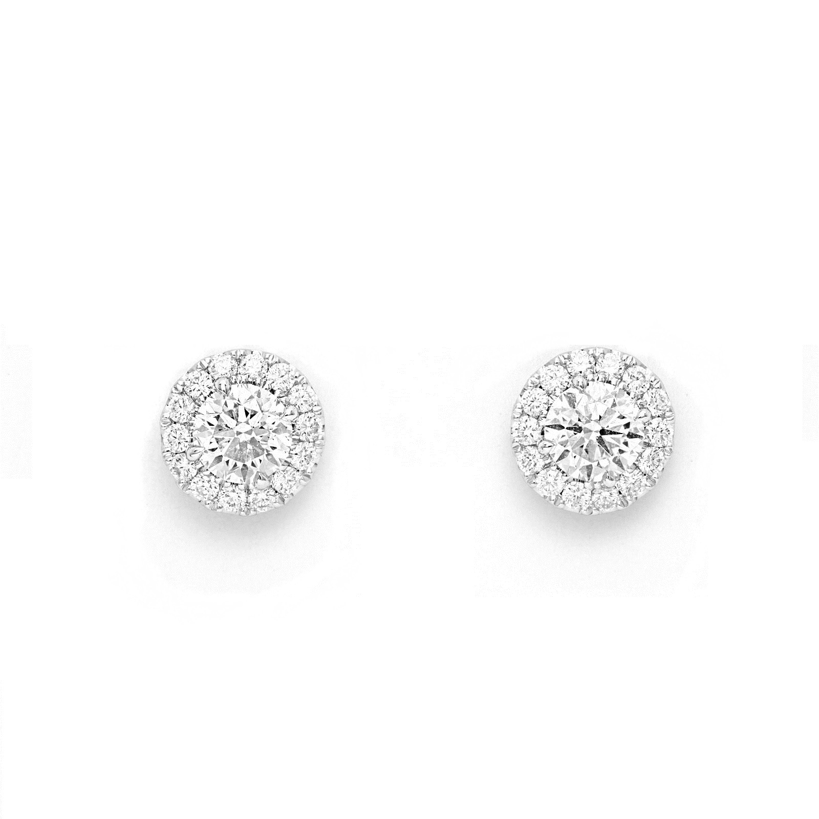 Mayors 18k White Gold 1.07ct Single Halo Stud Earrings