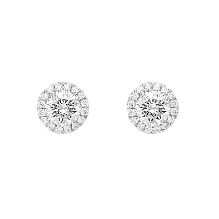 Mayors 18k White Gold 2.00ct Single Halo Stud Earrings