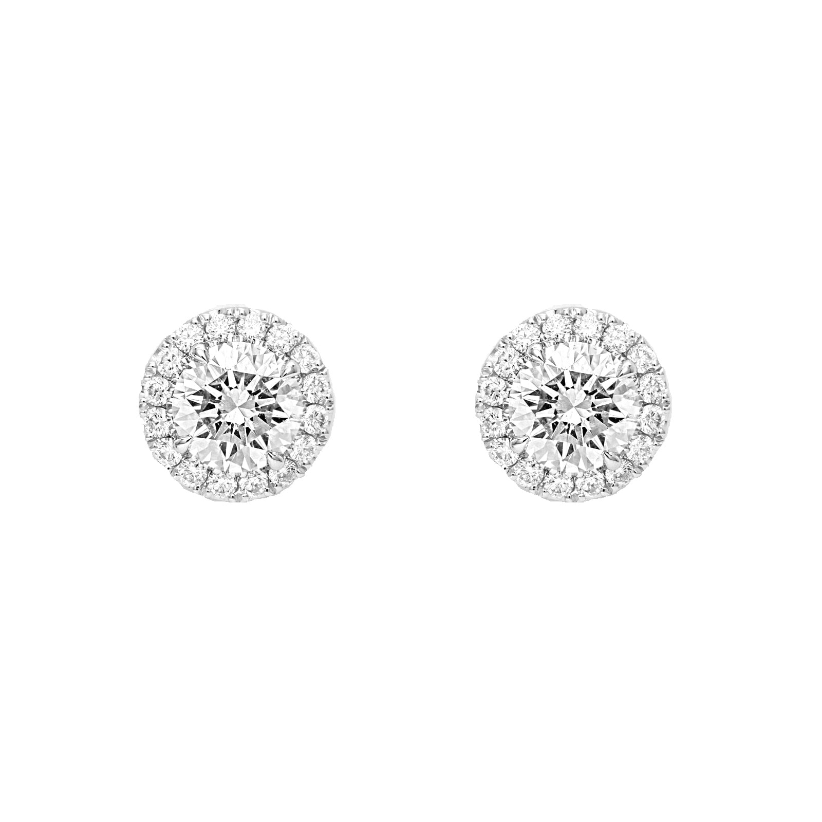 Mayors 18k White Gold 2.00ct Single Halo Stud Earrings