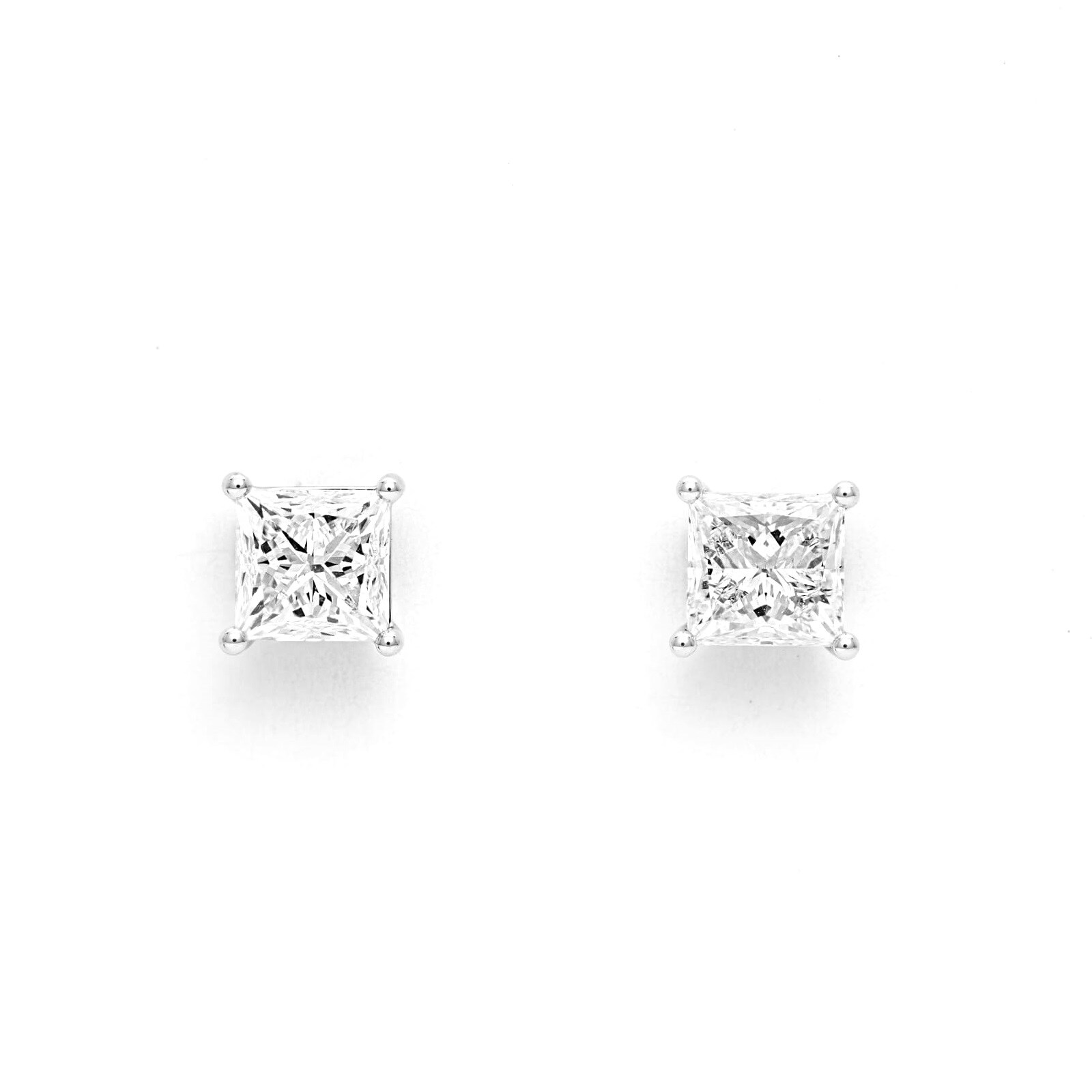 Mayors 18ct White Gold 2.00ct Princess Cut Classic Earrings