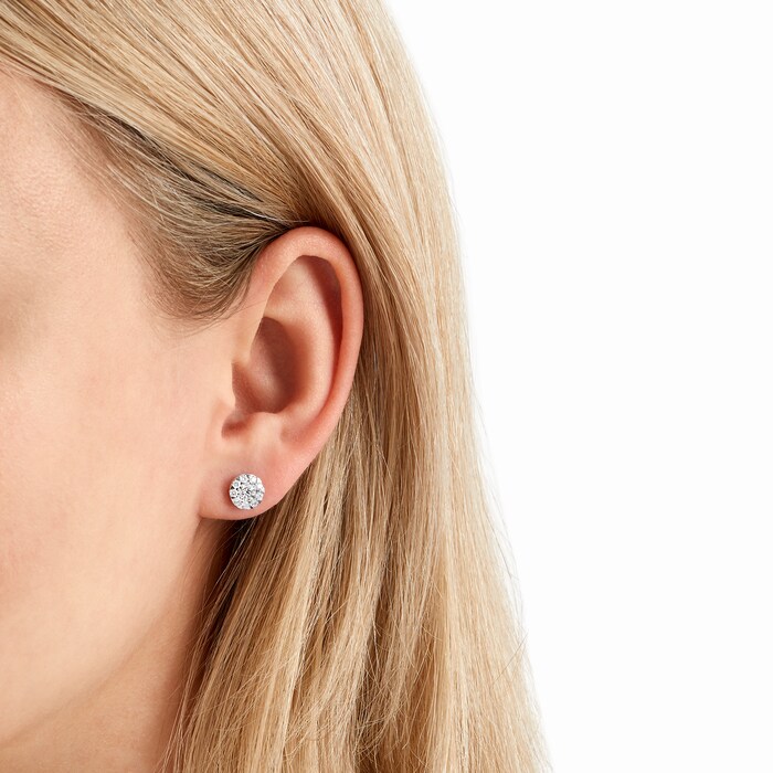 Mayors 18k White Gold 1.01ct Multistone Earrings