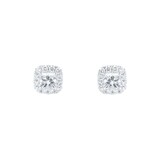 MAYORS 18k White Gold 0.76cttw Cushion Single Halo Diamond Earrings