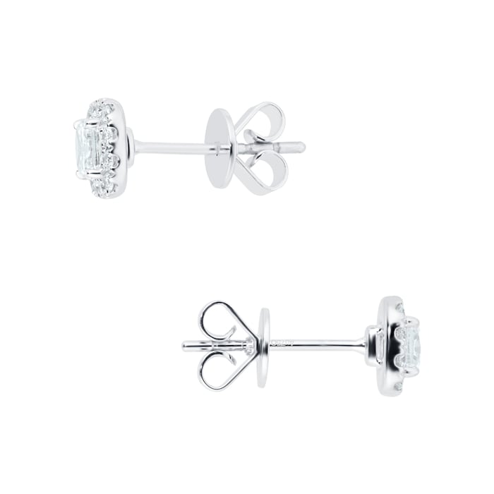 MAYORS 18k White Gold 0.76cttw Cushion Single Halo Diamond Earrings