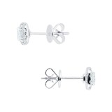 MAYORS 18k White Gold 0.76cttw Cushion Single Halo Diamond Earrings