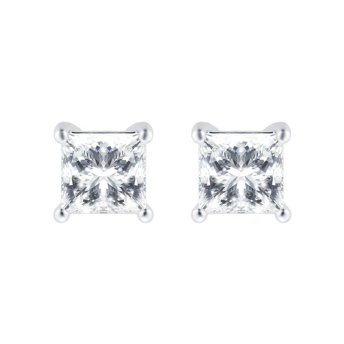 MAYORS 18k White Gold 2.01cttw Princess Cut Classic Diamond Earrings